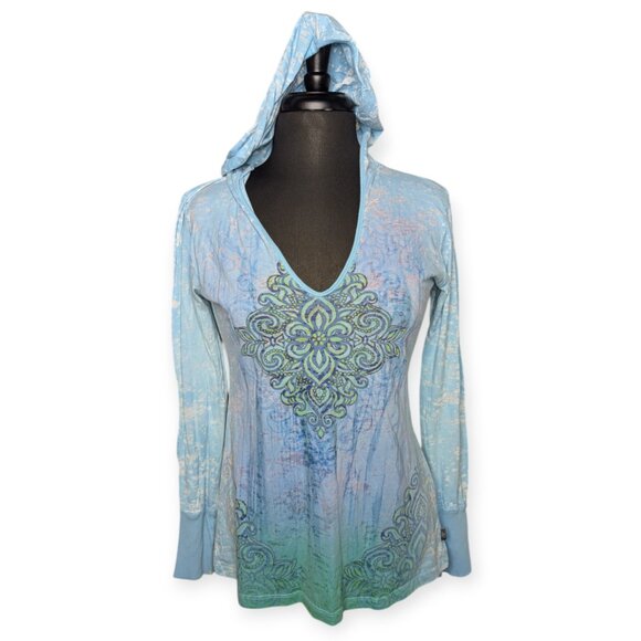 Prana Women's Chai Lightweight Pullover Hoodie in Blue/Turquoise Size Medium - Picture 1 of 16